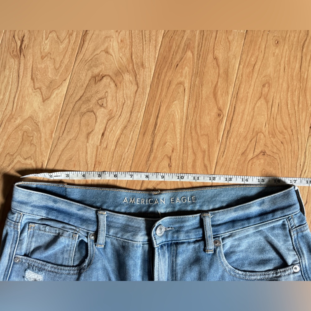 American Eagle Light Blue Distressed Mom Jeans - Picture 3 of 7